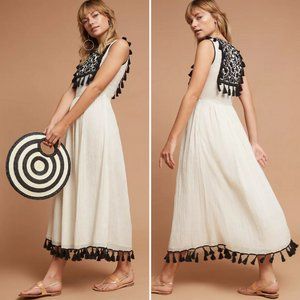 Carolina K Imogen Embroidered Tasseled Midi Dress